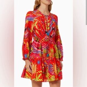 NWT FARM RIO Anthropologie Red Magic Mini Dress